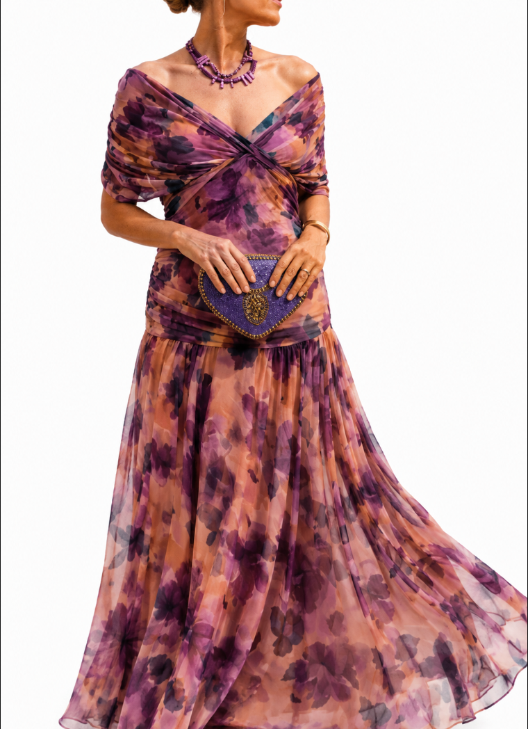Mari Cruz | Vestido Largo con Hombros Descubiertos