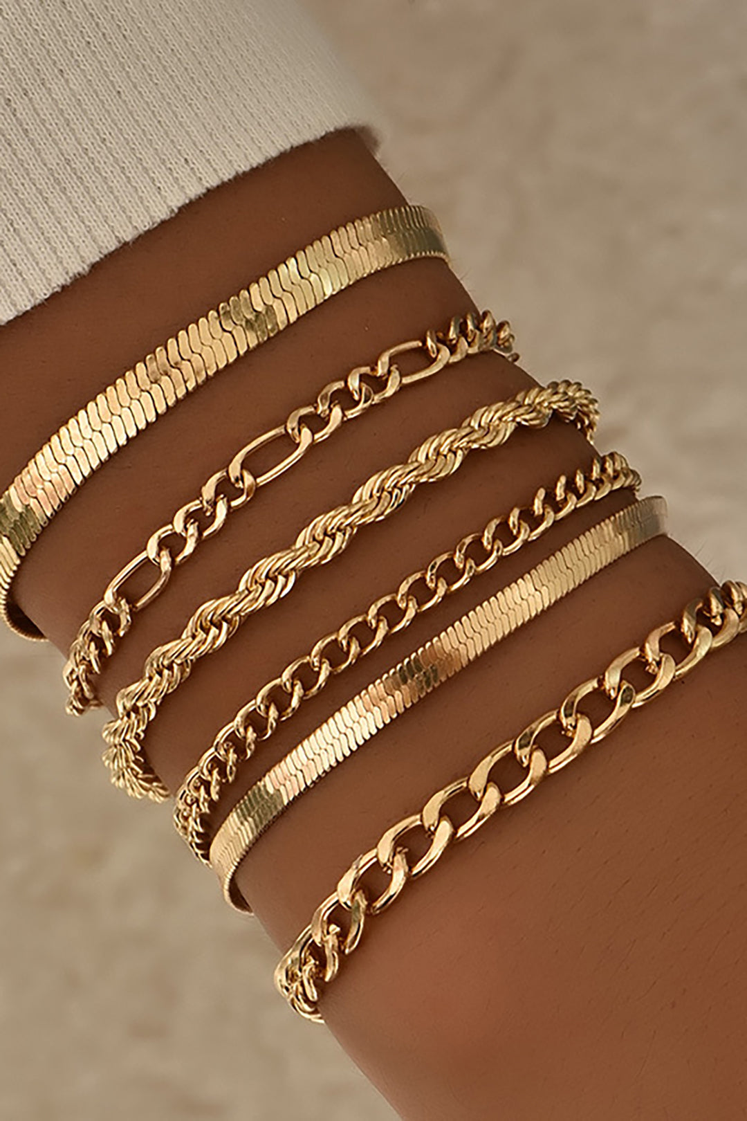 Carlota | Conjunto de Pulseras de Cadena Cubana de 6 Piezas