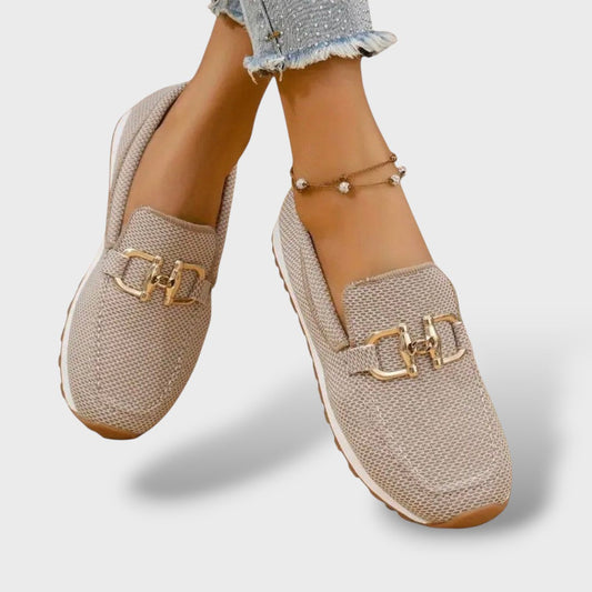 María | Mocasines Ortopédicos Mesh Herraje Dorado Plataforma