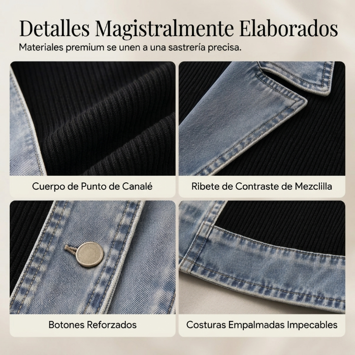 Ely | Chaqueta de punto con detalles efecto denim