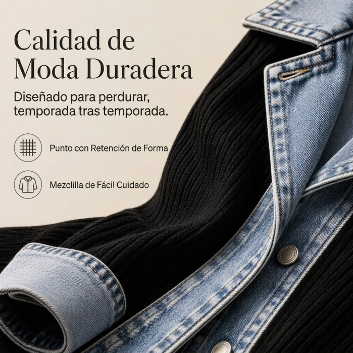 Ely | Chaqueta de punto con detalles efecto denim