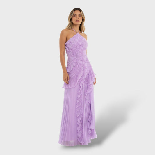 Vicky | Vestido maxi halter con volante