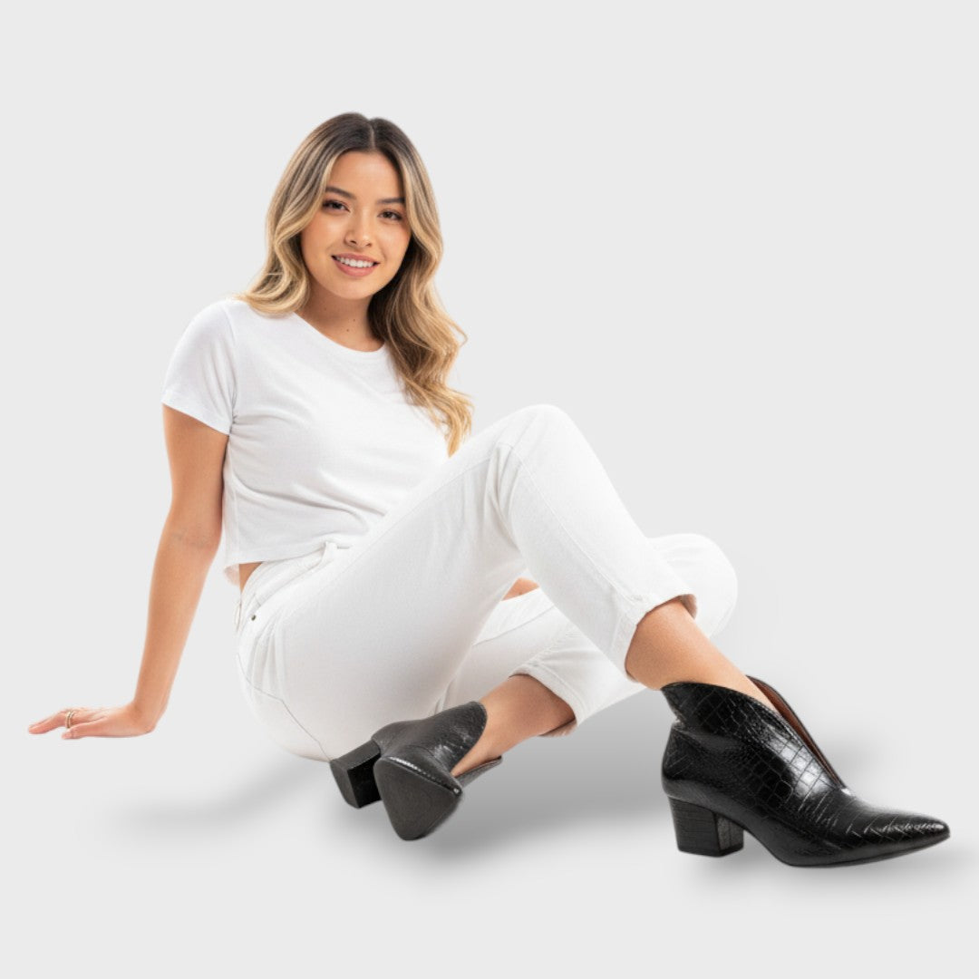 Botines Texturizados Mujer Tacón Medio
