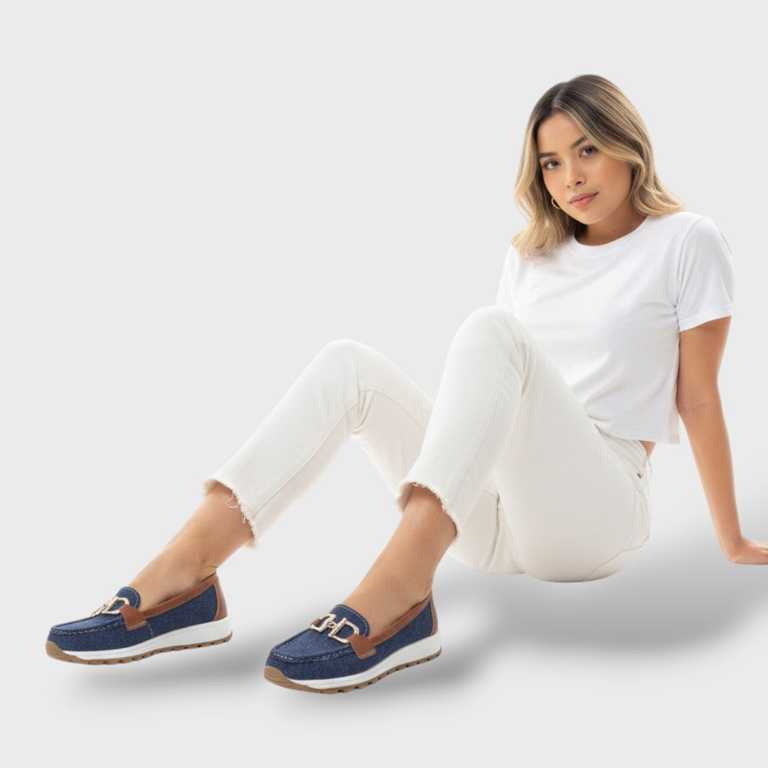 París | Mocasines Ortopédicos Ante Cadena Dorada Plataforma