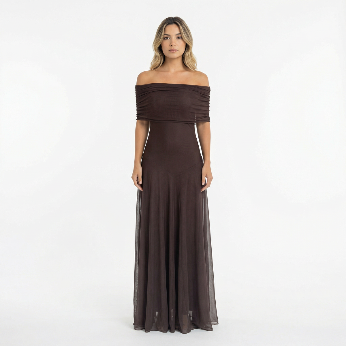 Laura | Vestido Largo Chiffon Hombros Caídos