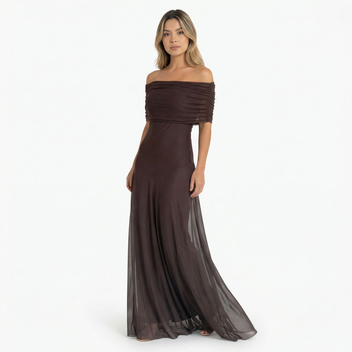 Laura | Vestido Largo Chiffon Hombros Caídos