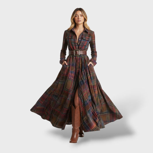 Carla | Vestido Camisero Cuadros Mujer Otoño