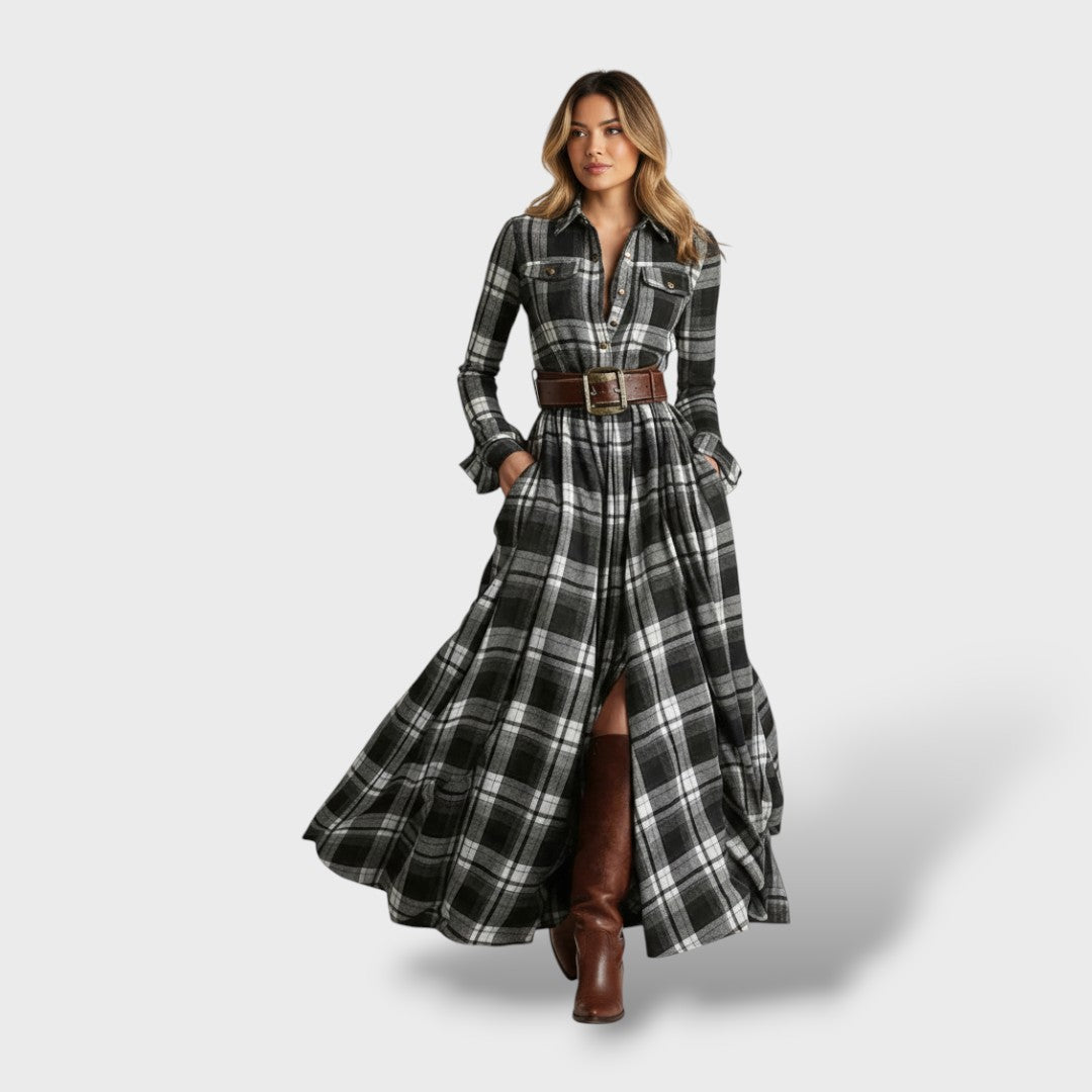 Carla | Vestido Camisero Cuadros Mujer Otoño