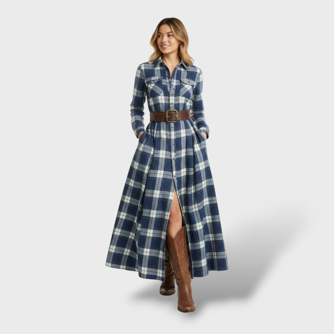 Carla | Vestido Camisero Cuadros Mujer Otoño