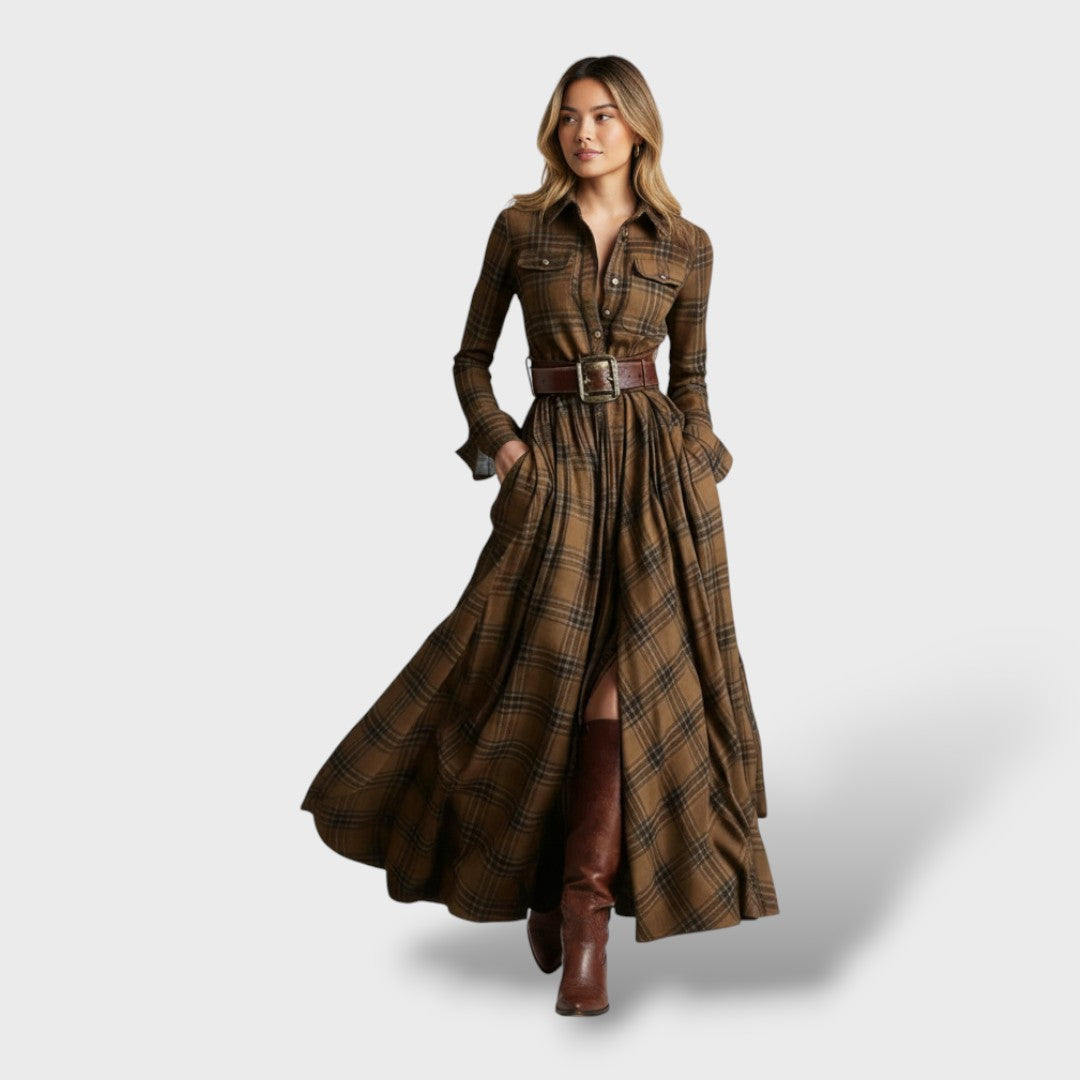 Carla | Vestido Camisero Cuadros Mujer Otoño