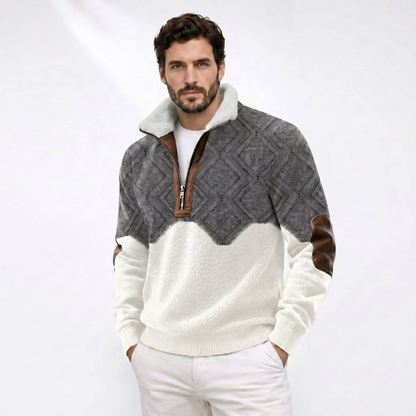 Luis | Jersey con cremallera y cuello forrado