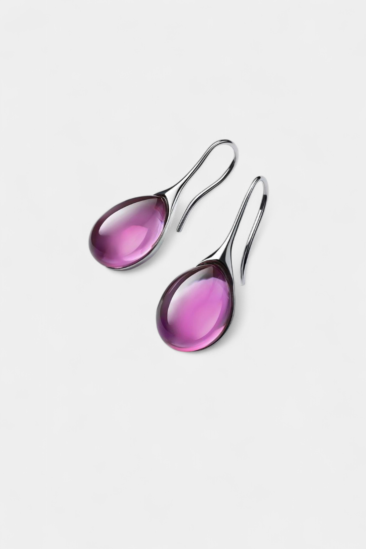 Pendientes de Cristal en Forma de Gota | Oro y Plata