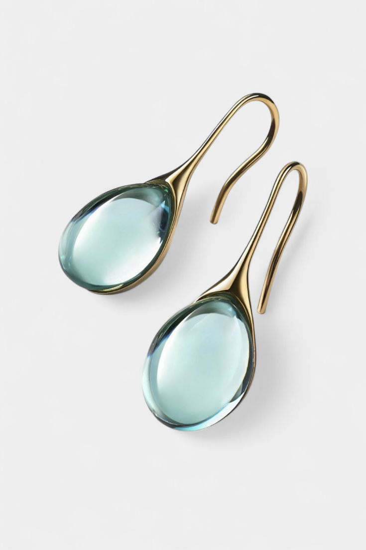 Pendientes de Cristal en Forma de Gota | Oro y Plata