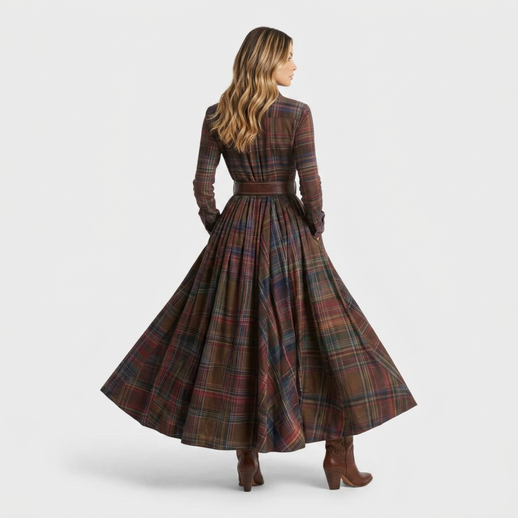 Carla | Vestido Camisero Cuadros Mujer Otoño
