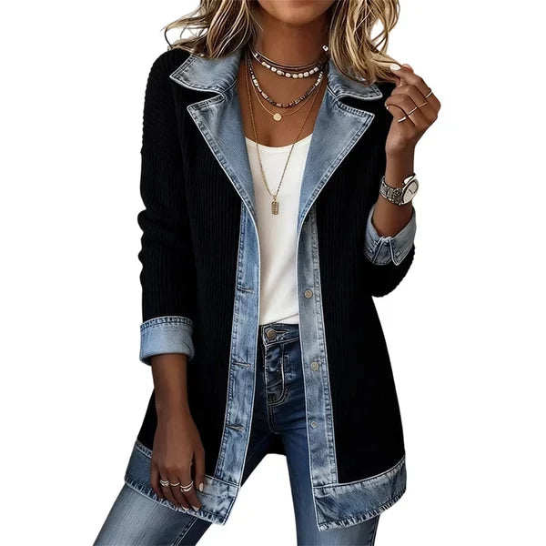 Ely | Chaqueta de punto con detalles efecto denim