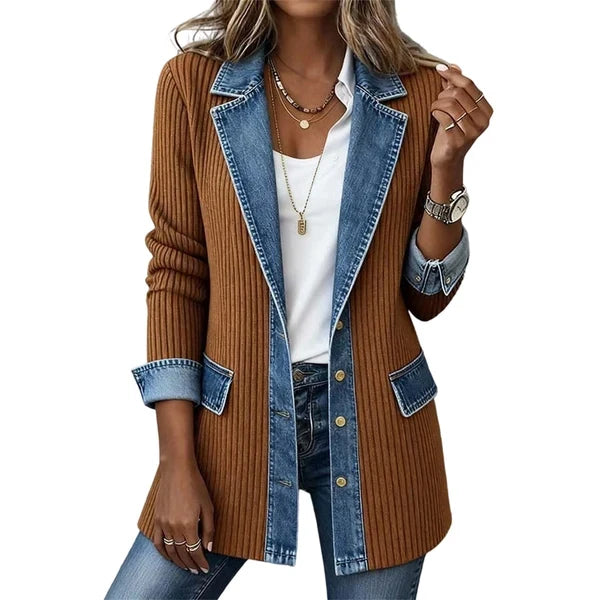 Ely | Chaqueta de punto con detalles efecto denim