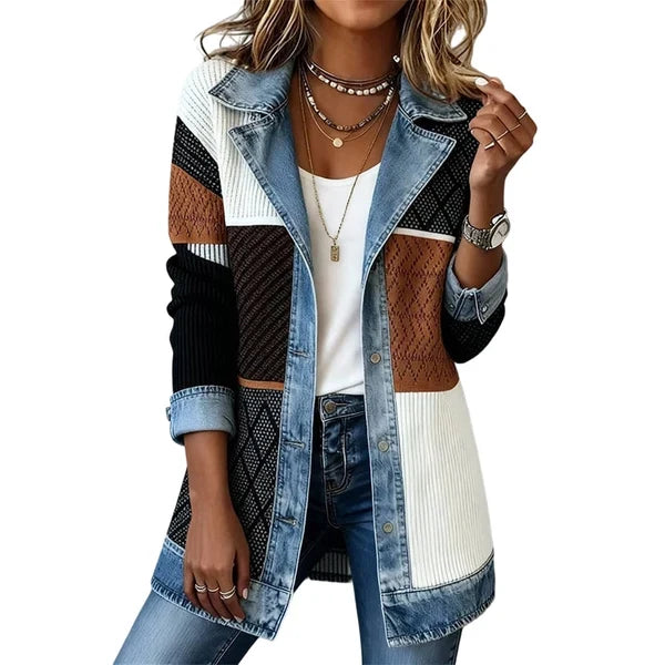 Ely | Chaqueta de punto con detalles efecto denim