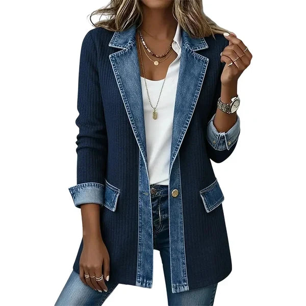 Ely | Chaqueta de punto con detalles efecto denim