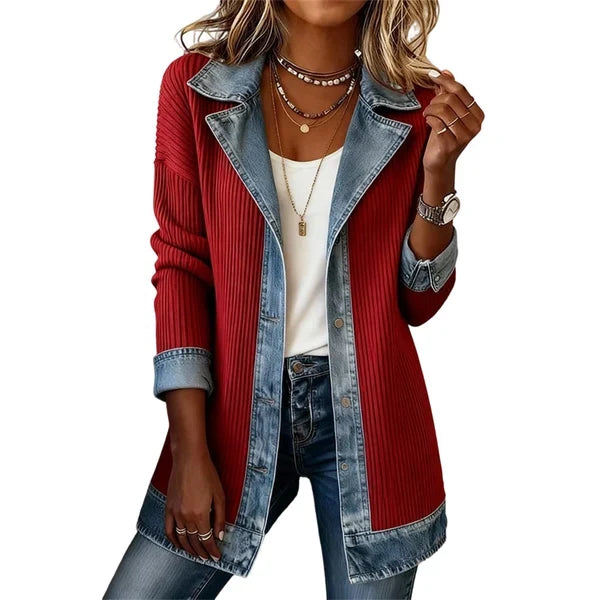 Ely | Chaqueta de punto con detalles efecto denim