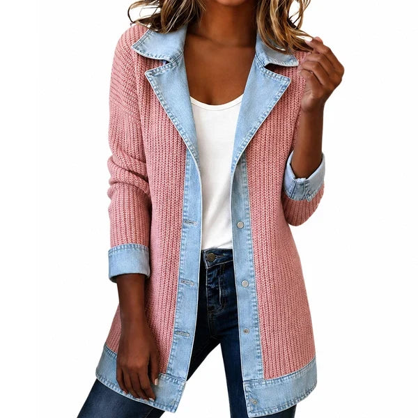 Ely | Chaqueta de punto con detalles efecto denim